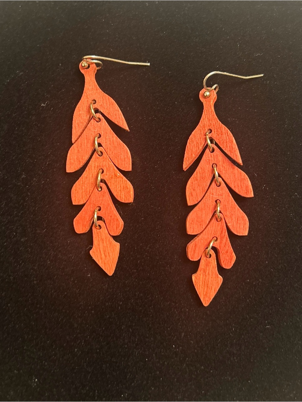 Wooden Orange Leaf Dangle Earrings - Women Jewelry